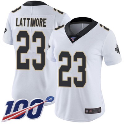 Nike New Orleans Saints #23 Marshon Lattimore White Women's Stitched NFL 100th Season Vapor Limited Jersey